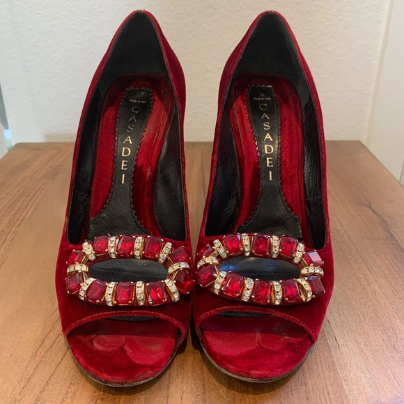 Casadei Shoes - Casadei Wedge Sandal in Sangria